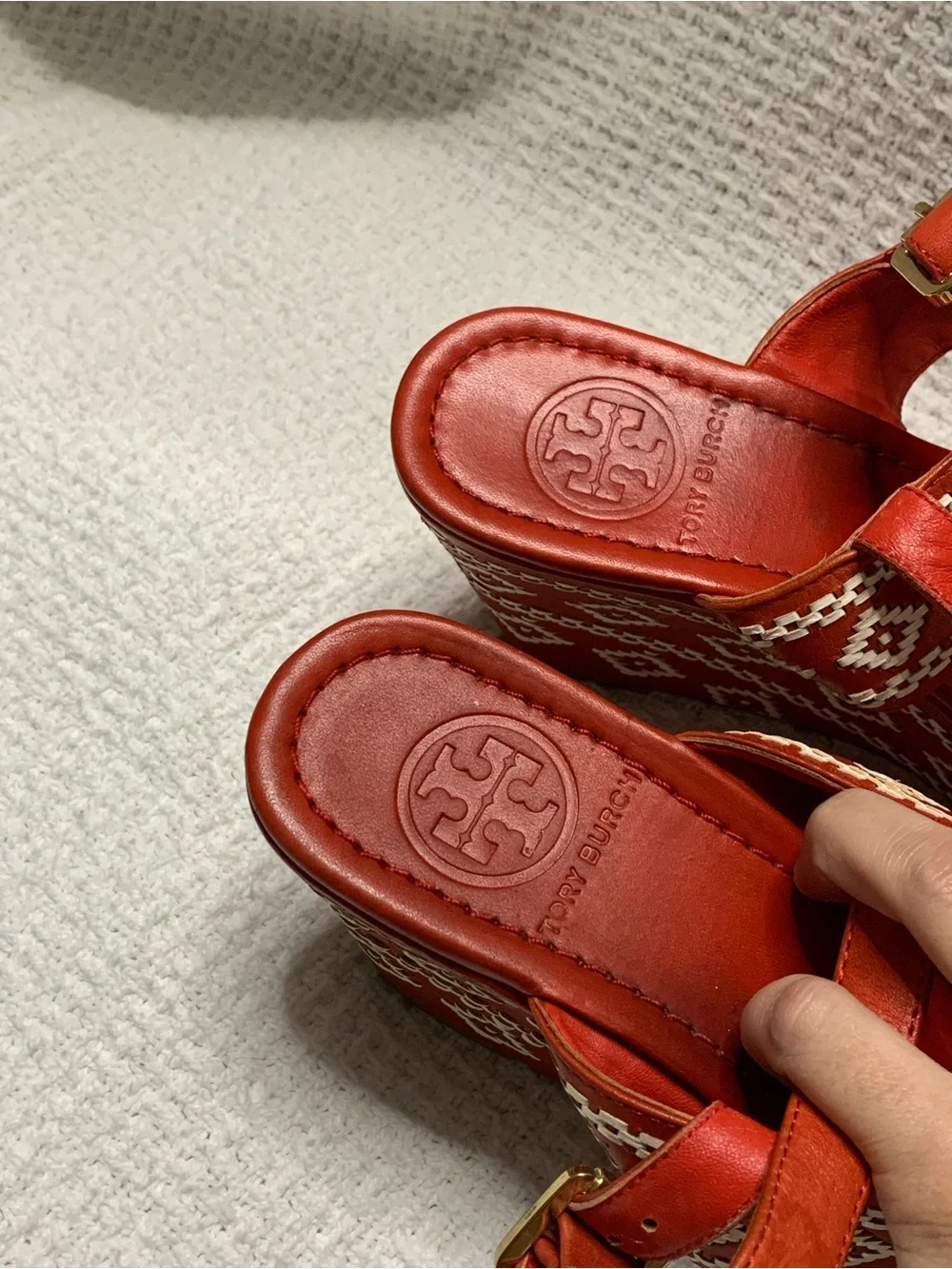 Tory Burch Reena Leather Platform Wedge Sandals